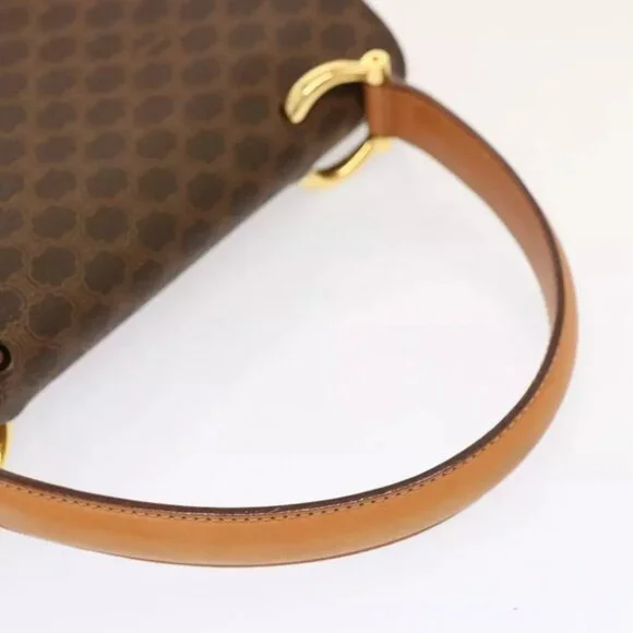 CELINE Macadam Canvas Hand Bag PVC Brown Auth
